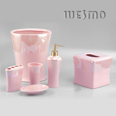 Modern Home Conique Nuance Pink Ceramic Bathroom Set, 6 Piece