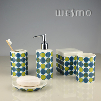 Sweet Design Green Porcelain Bathroom Accessories With Big Dots Decal (WBC0626B)