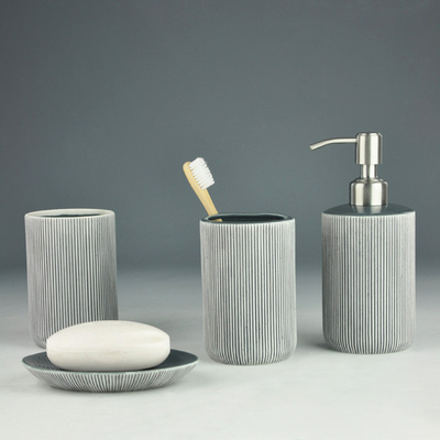 Simple Design With Vertical Stripes Carved Porcelain Bathroom Accessories (WBC0632A)