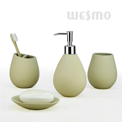 Grey / Beige And Black Water - Drop Have A Good Touch Polyresin Bathroom Set (WBP0826B)